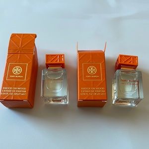 2x Tory Burch Knock on Wood Eau De Parfum Mini Splash .24 oz/7 ml Fragrance NIB